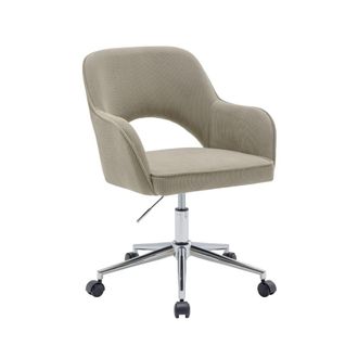 Sweeek Silla de oficina de pana fina con ruedas y base cromada, pardo