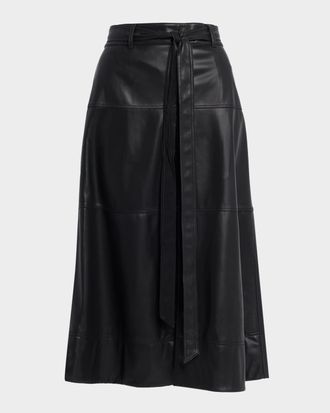Tanya Taylor Hudley Vegan Leather Midi Skirt
