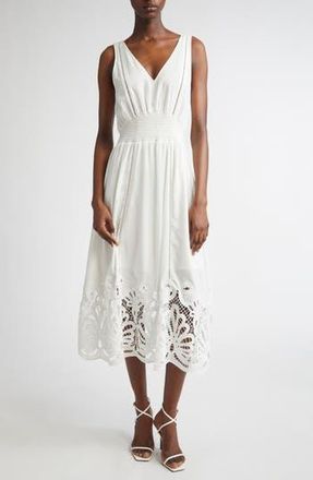 Ramy Brook Lucy Embroidery Detail Cotton Blend Dress in Ivory Eyelet at Nordstrom Rack, Size X-Small