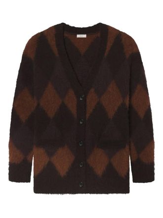 A.L.C. Reid argyle-pattern cardigan - women - Alpaca/Merino/Polyamide - S - Brown