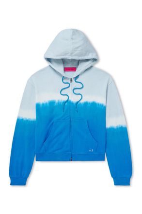 The Elder Statesman Daily Embroidered Tie-Dyed Cotton-Blend Jersey Zip-Up Hoodie