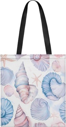 Generic Watercolor Seashell Pattern Womens Tote Casual Shopping Bag Lightweight Shoulder Bags Hobos Handbag for Work Travel Daily 35x40cm