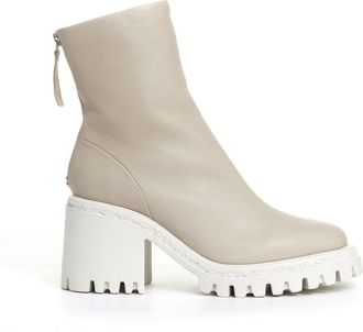 Halmanera Creamy Leather Ankle Boot With Chunky Block Heel