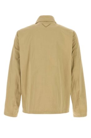 Prada Mens Beige Cotton Jacket Kaki Exterior: Giubbini