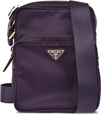 Prada Borsa a tracolla con logo a triangolo 1990-2000 - Viola