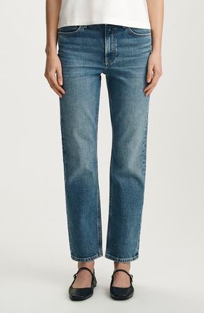 Mavi New York High Waist Ankle Straight Leg Jeans in Mid Brushed Classic at Nordstrom, Size 30 X 26