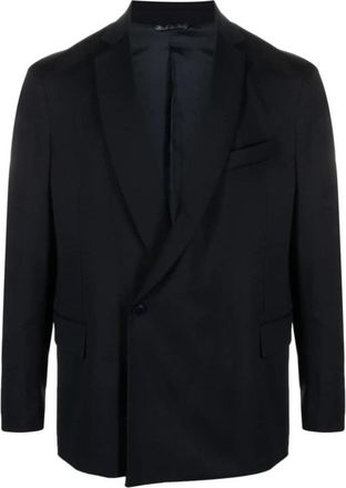 Costumein Op maat gemaakte jas met knoopsluiting - Heren - Blazers - Blauw - S - Satijn - Jassen