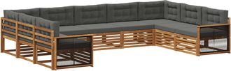 vidaXL Conjunto De Sof&aacute;s De Exterior 9 Uds. Natural Y Antracita Vidaxl