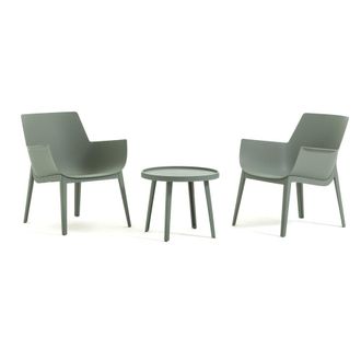 Siediti Fuori e Dentro Conjunto de relax de 2 sillones con mesa exterior/jard&iacute;n verde