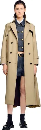 Sandro Belted double-breasted trench in Beige at Nordstrom, Size 42 Eu