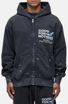 Good For Nothing Studio Paint Butterfly Zip Hoodie in Black at Nordstrom, Size Xx-Large Uk