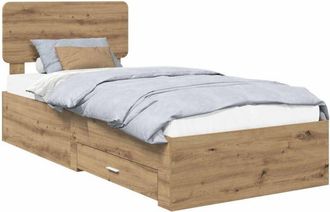 vidaXL Estructura De Cama Con Cabecera Roble Artesanal 90 X 190 Cm Vidaxl