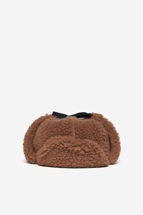 Woolrich unisex Cappellino con paraorecchie in misto lana felpata riciclata Beige Taglia ONE