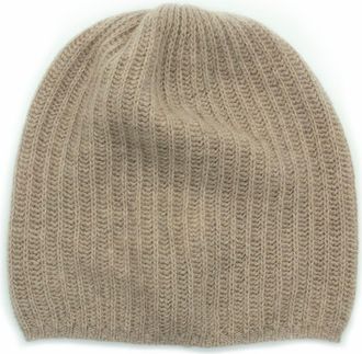 Portolano Rib Knit Cashmere Beanie in Nile Brown at Nordstrom Rack