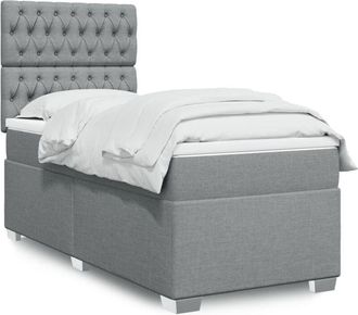 vidaXL Vidaxl - Cama Box Spring Con Colch&oacute;n Tela Gris Claro 100x200 Cm