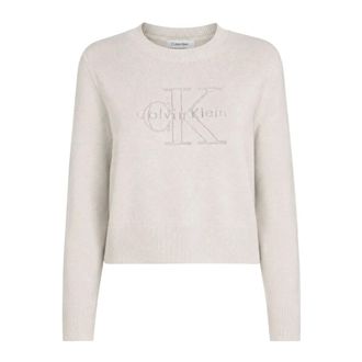 Calvin Klein Dames, Truien, Grijs, Maat: L Katoen