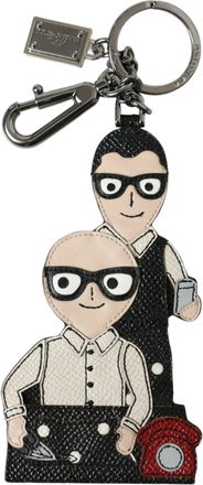 Dolce & Gabbana Leren Dominico Stefano DGFAMILY Logo Badge Sleutelhanger