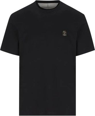Brunello Cucinelli BRANDED COTTON T SHIRT Size: XXL, colour: BLACK