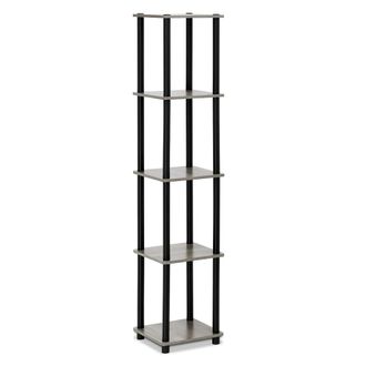 Furinno Turn-N-Tube 5-Tier Corner Square Rack Display Shelf, French Oak Grey/Black
