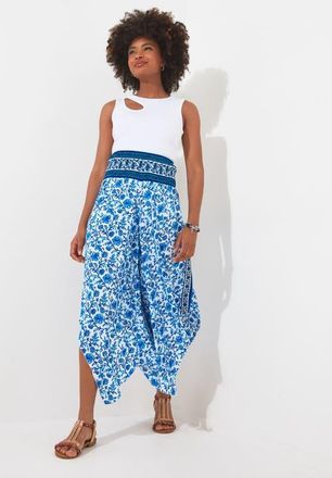 Joe Browns Flowy Crop Beach Pant in Blue Floral at Nordstrom, Size 16