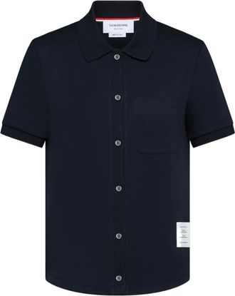Thom Browne short-sleeved shirt - women - Cotton/Lycra - 36 - Blue