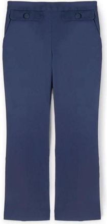 Motivi Technische katoenen kickflare broek - Dames - Wijde Broeken - Blauw - S - Katoen - Broeken