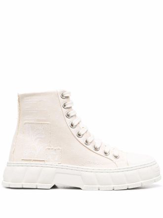 Viron patch-detail high-top sneakers - unisex - Viscose/Recycled Cotton/Viscose/Recycled Cotton/Recycled Rubber/Rubber - 40 - Neutrals