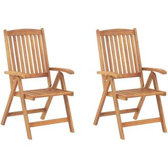 Beliani Beliani - Set di 2 Sedie da Giardino con Braccioli in Legno Chiaro Bistr&ograve; Java
