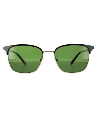 Ferragamo Square Mens Black With Shiny Gold Tortoise Green Sunglasses - One Size