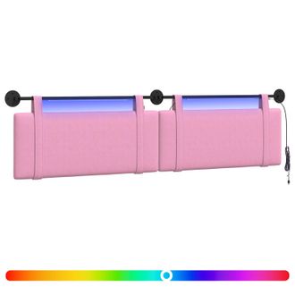 vidaXL Cabecero Colgante Con Luz Led Rosa Tela Vidaxl
