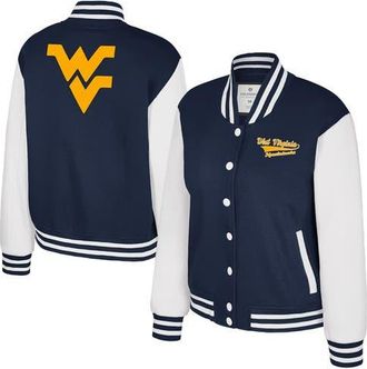 Colosseum Womens Colosseum Navy West Virginia Mountaineers French Baguette Full Snap Fleece Jacket at Nordstrom, Size X-Large