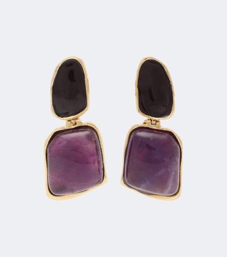La DoubleJ Pendientes Spells chapados en oro de 24ct adornados