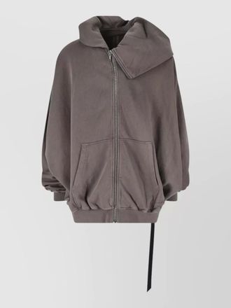 Rick Owens hooded jacket drawstring hem kangaroo pockets