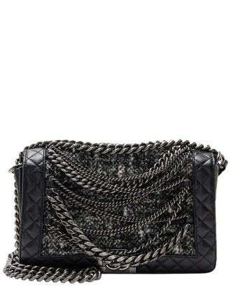 Chanel Black Tweed & Calfskin Paris Dallas Enchained Old Medium Boy Bag (Authentic Pre-Loved)