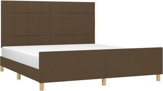 vidaXL Cama Sin Colch&oacute;n De Tela Marr&oacute;n Oscuro 160x200 Cm Vidaxl