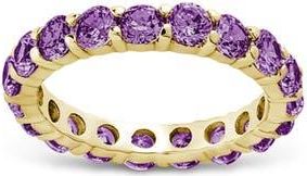 Sterling Forever Gracie Cubic Zirconia Eternity Ring in Gold/amethyst at Nordstrom, Size 10