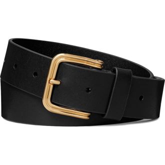 Tory Burch Double Wire Buckle Leather Belt in Black /Gold at Nordstrom, Size Xx-Small