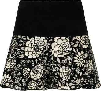 Roberto Cavalli Gonna a fiori jacquard - Nero