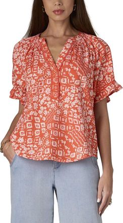 Wit & Wisdom Wit & Wisdom Short Cinched Sleeve Stand Collar Top