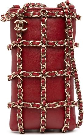 Chanel Pre-owned Womens Crossbody Bag Chain Detail - Dark Red Leather - One Size