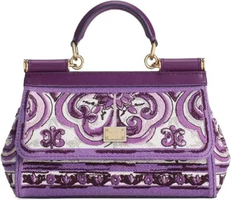 Dolce & Gabbana Handbags, female, Purple, Size: ONE SIZE Amethyst Purple Foldover Top Shoulder Bag