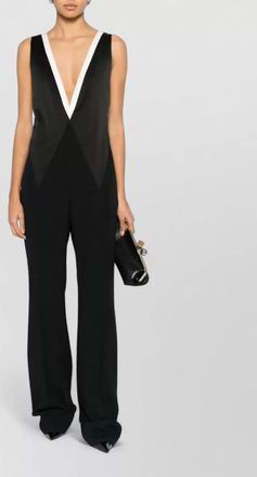Tom Ford v neck sleeveless jumpsuit contrast trim