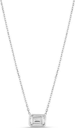 SHYMI Mini Heart Bezel Pendant Necklace in Silver/White/emerald Cut at Nordstrom, Size 16
