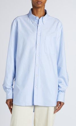 Moncler Cotton Button-Down Shirt in Light Blue at Nordstrom, Size 12 Us
