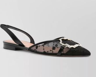 Malone Souliers embellished mesh slingback ballet flats