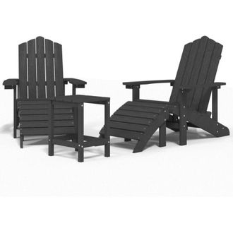 vidaXL Sillas De Jard&iacute;n Adirondack Con Soporte De Pies/ Mesa De Antracita Hite