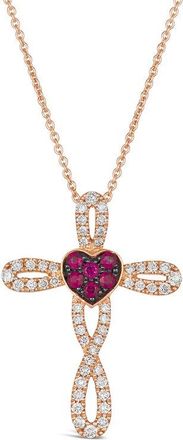Le Vian Passion Ruby Cross 14K Rose Gold 0.47 Ct. Tw. Diamond & Ruby Cross Pendant
