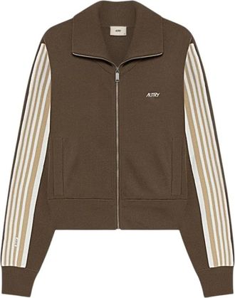 Autry Hoodies & sweatvesten, Dames, Bruin, S, Gebreid Viscose Volledige Rits Jas