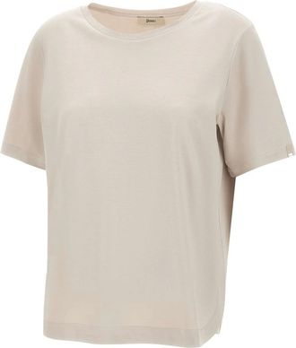 Herno Tops, Dames, Beige, M, Katoen, Zijden Katoenen T-shirt