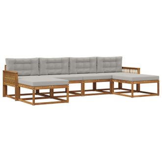 vidaXL Conjunto De Sof&aacute;s De Exterior 6 Pcs Natural Y Gris Claro Vidaxl